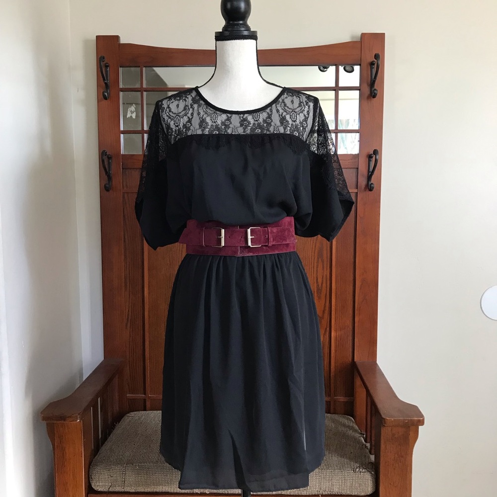 Lace Shoulder Flare Dress